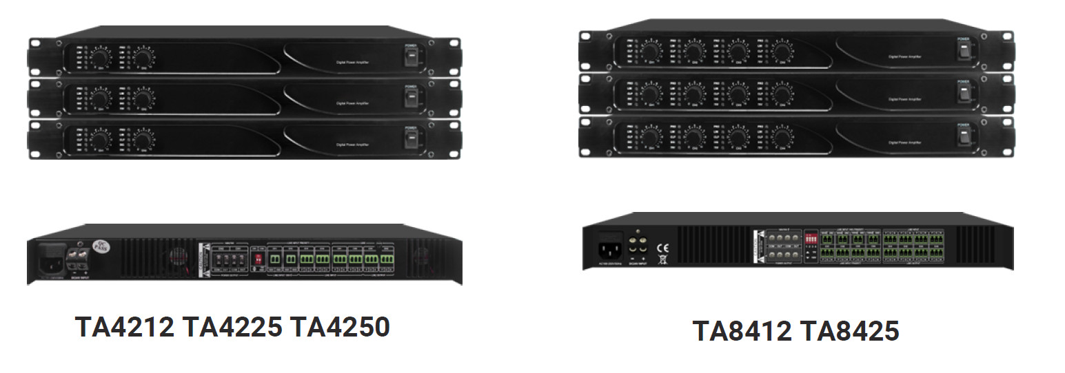 TA4212 TA4225 TA4250 / TA8412 TA84252-CHANNEL / 4-CHANNEL CLASS-D AMPLIFIER WITH DC24VFEATURES