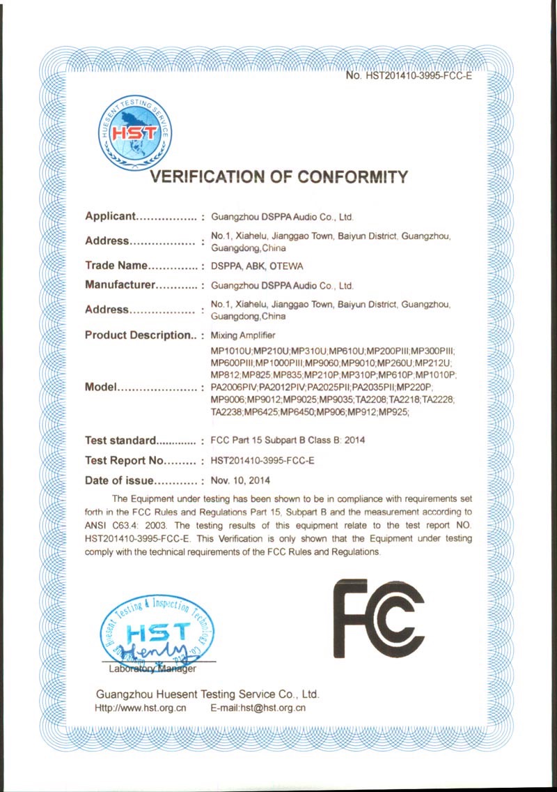 Verification of Conformity